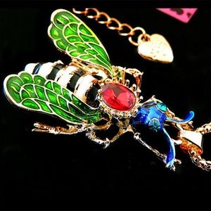 Crystal Enamel Bee Pendant Long Necklace Multicolor- Betsey Johnson